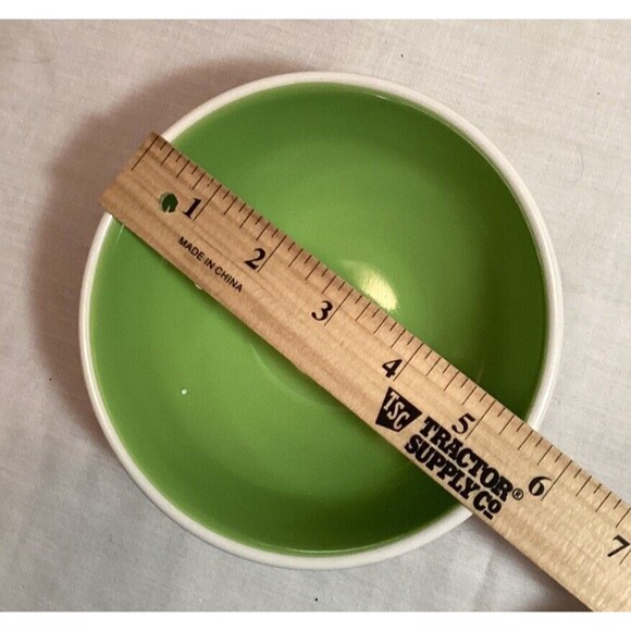 Rae Dunn ICE CREAM Ceramic BOWL Pastel Green Interior 6" Artisan Collection - Picture 6 of 7